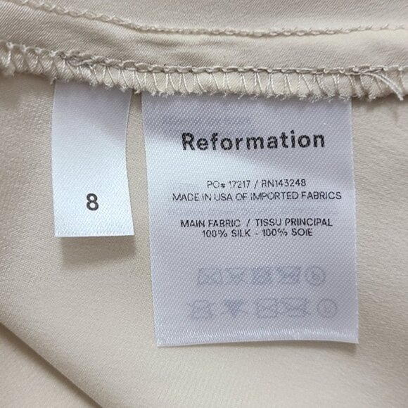 Reformation Kailey Almond Silk Midi Dress Womens Bridesmaid Party Halter Dress 8 - Picture 14 of 16